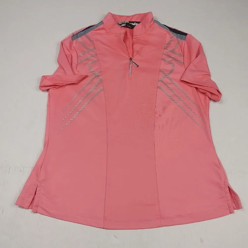Jamie Sadock 1/4 Zip Golf Shirt Pink Short Sleeve Stretchy Performance Top XS